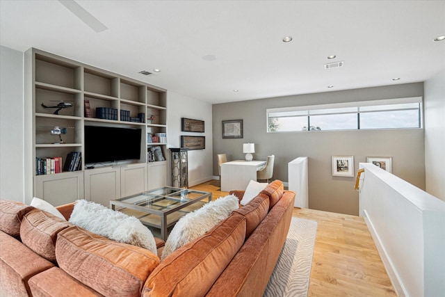 living room featuring light wood-type flooring