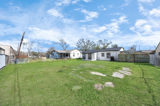 view of yard featuring a fenced backyard