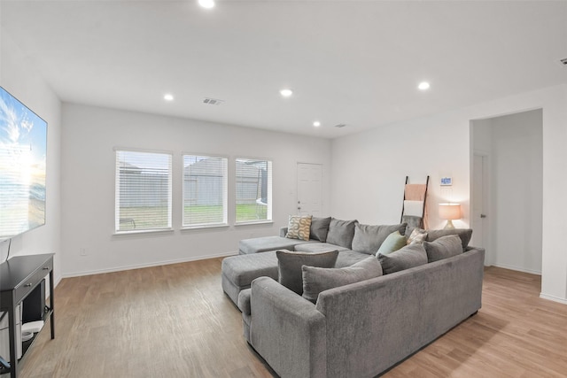 living room featuring light hardwood / wood-style flooring