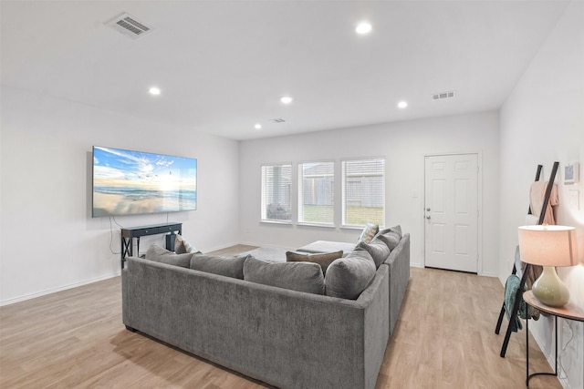 living room featuring light wood-type flooring