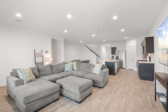 living room with light wood-type flooring