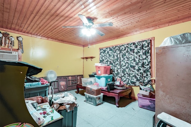 800 Oak St, Anahuac, TX 77514 - storage room with a ceiling fan and a wall mounted AC