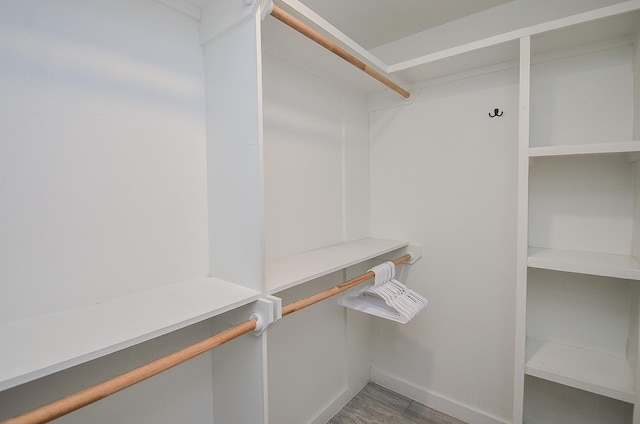 walk in closet featuring wood finished floors