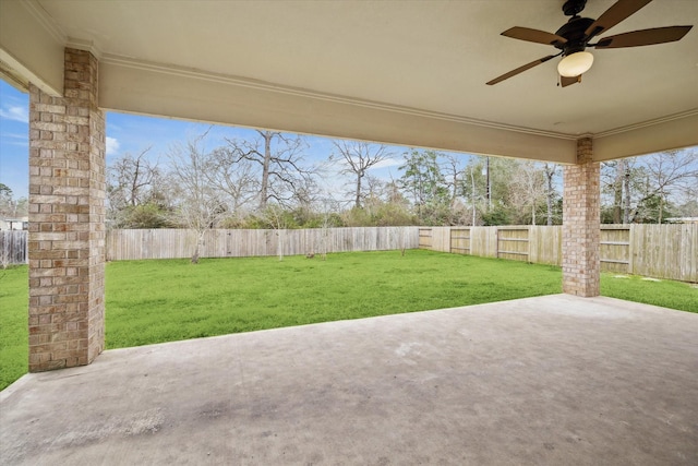 view of patio with ceiling fan