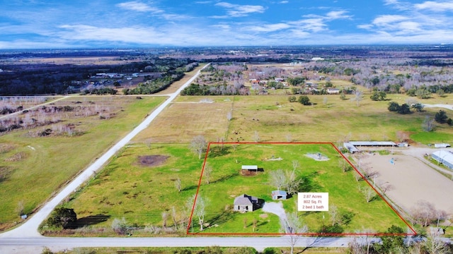 drone / aerial view featuring a rural view