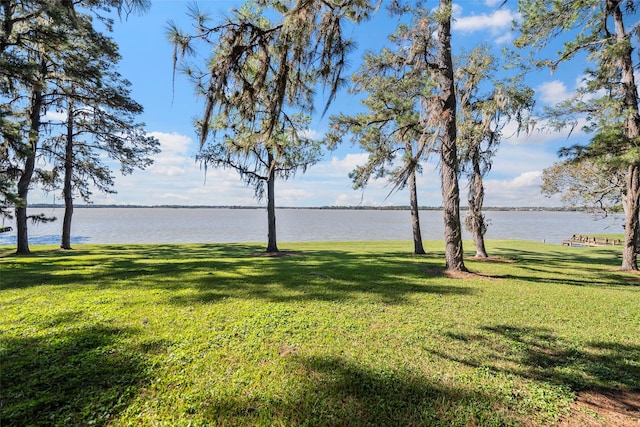 view of yard with a water view