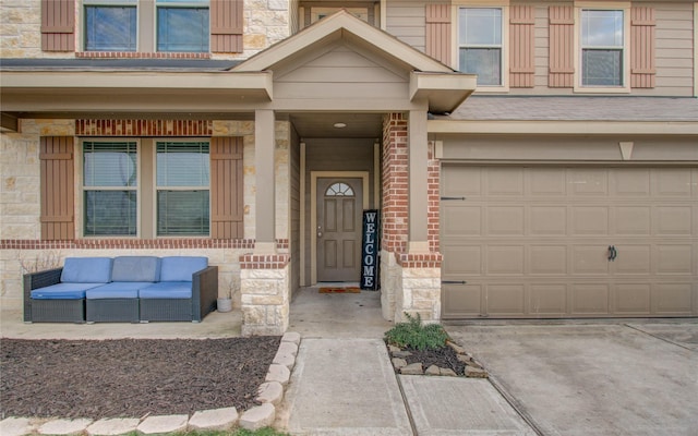 entrance to property with a garage