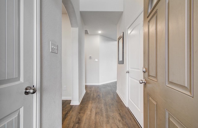 hall featuring dark hardwood / wood-style flooring