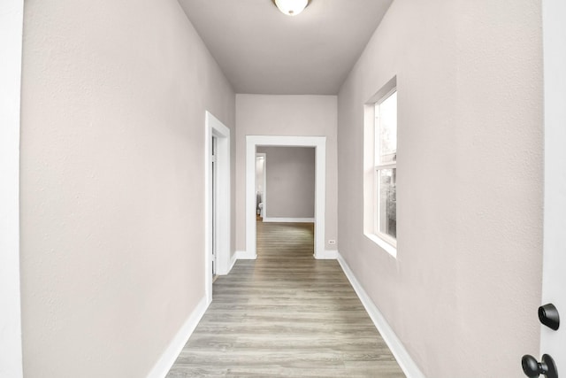 corridor featuring light wood-type flooring