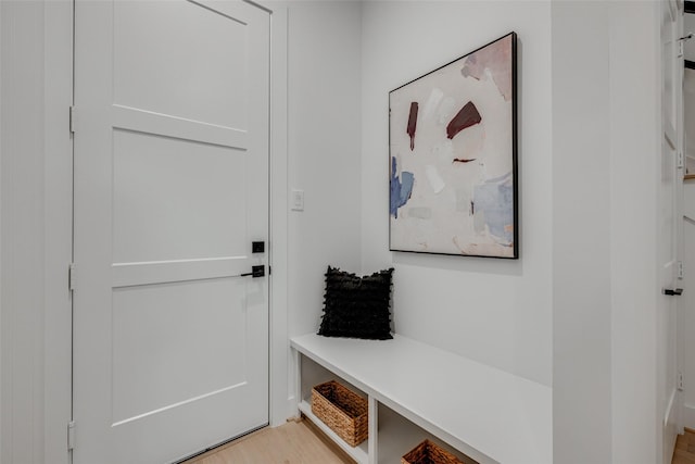 mudroom with light wood-type flooring