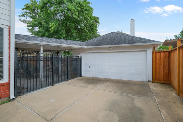 view of garage