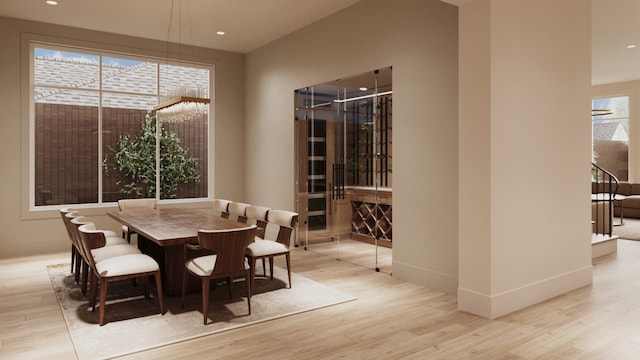 1615 Milford St, Houston, TX 77006 - dining area with wood finished floors, recessed lighting, and baseboards