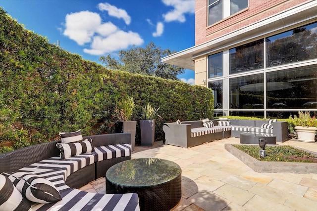 view of patio featuring an outdoor hangout area