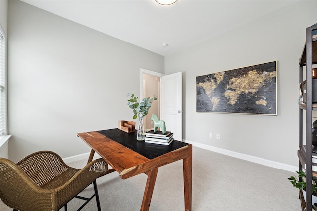 view of carpeted home office