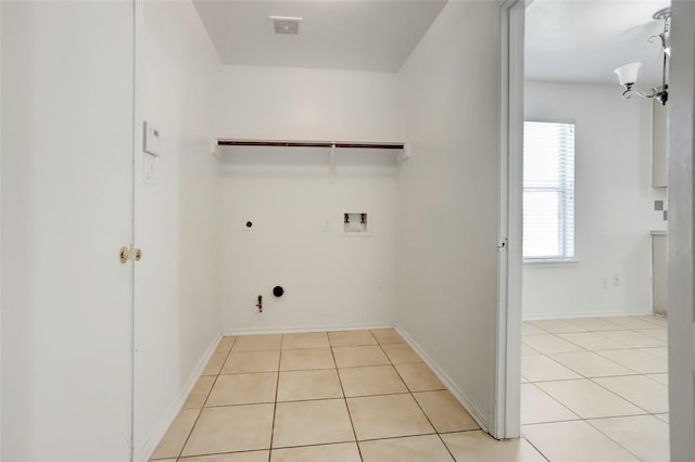 laundry room with visible vents, gas dryer hookup, washer hookup, laundry area, and electric dryer hookup