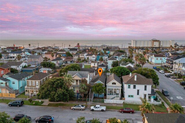 1621 Ursuline St, Galveston, TX 77550 - aerial view at dusk with a residential view and a water view