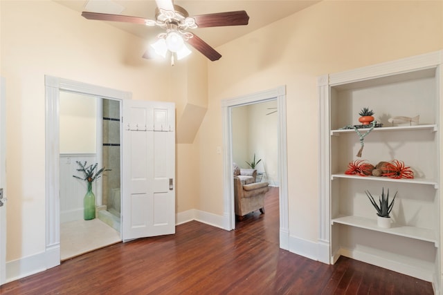 1621 Ursuline St, Galveston, TX 77550 - bedroom with baseboards, wood finished floors, and a ceiling fan
