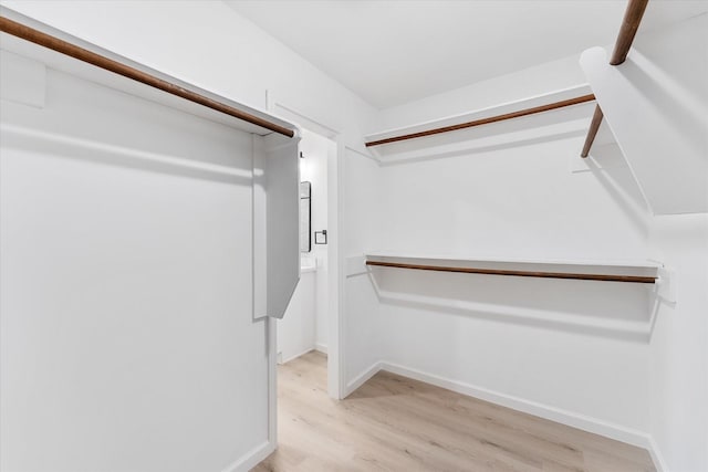 walk in closet with light wood-type flooring