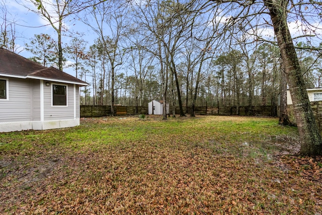 view of yard with a shed