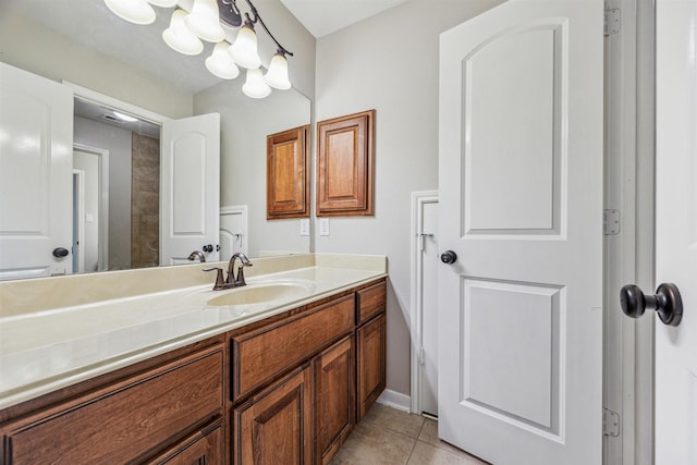 bathroom featuring vanity and tile patterned flooring