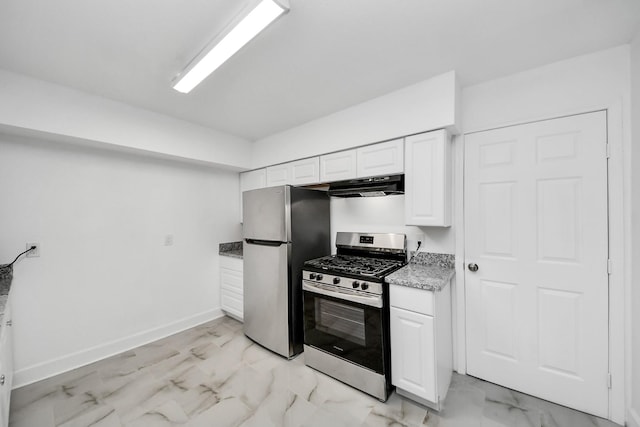 kitchen with white cabinets and appliances with stainless steel finishes