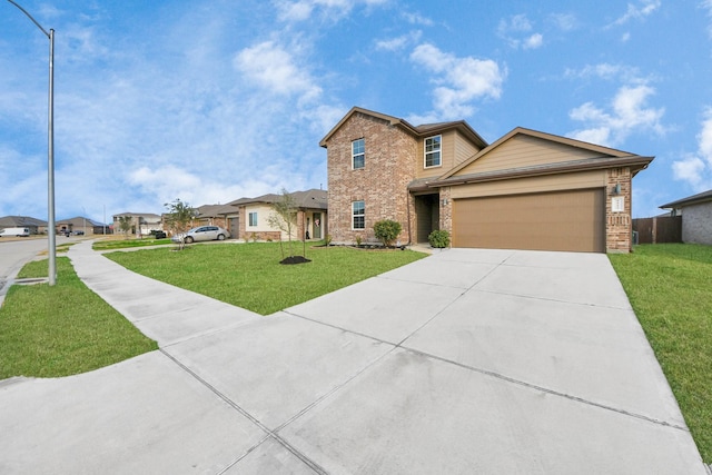 view of front facade featuring a garage and a front lawn