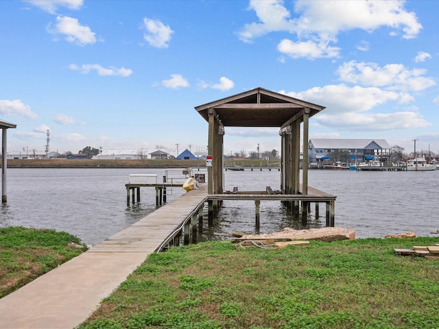 dock area featuring a water view