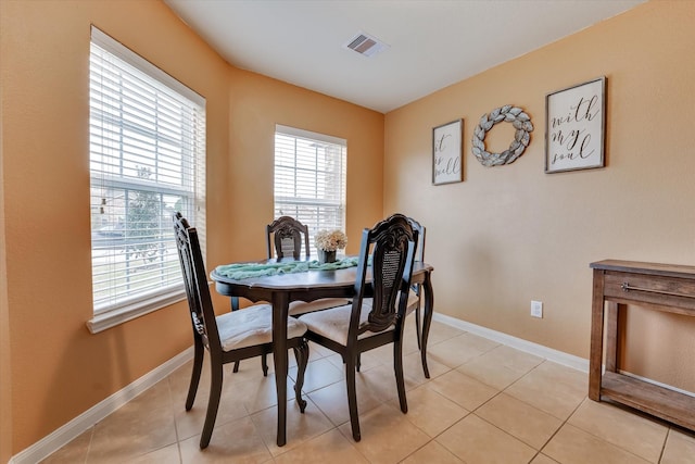 view of tiled dining space