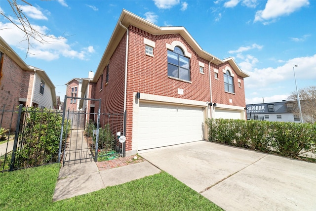 view of side of property featuring a garage