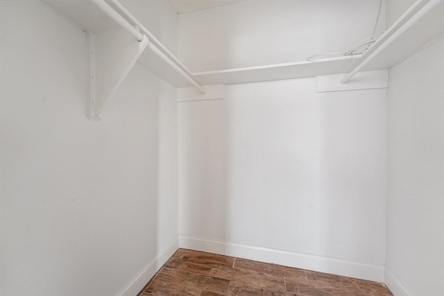 spacious closet with dark wood-type flooring