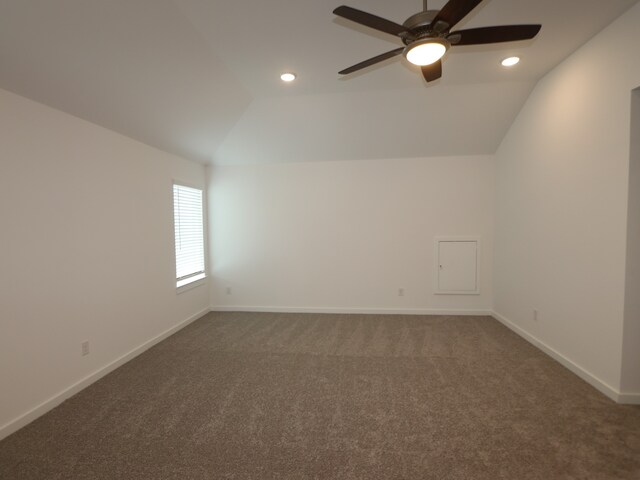 8026 Kay Harbor Dr, Cypress, TX 77433 - additional living space featuring lofted ceiling, ceiling fan, carpet floors, baseboards, and recessed lighting