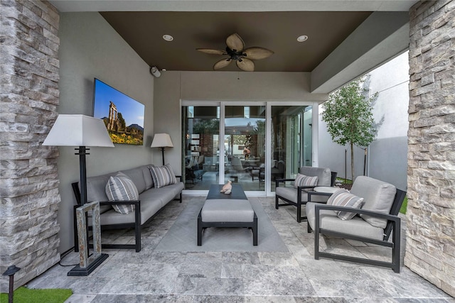 view of patio / terrace with outdoor lounge area and ceiling fan