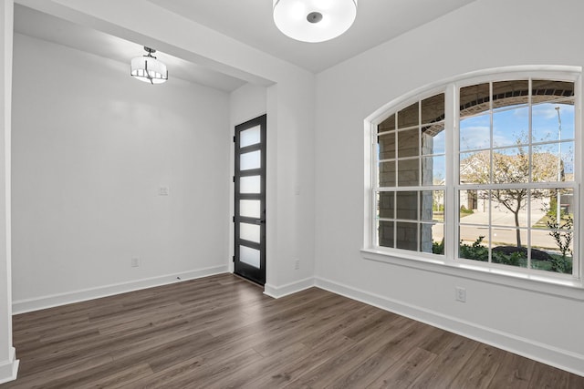 entrance foyer with dark hardwood / wood-style floors