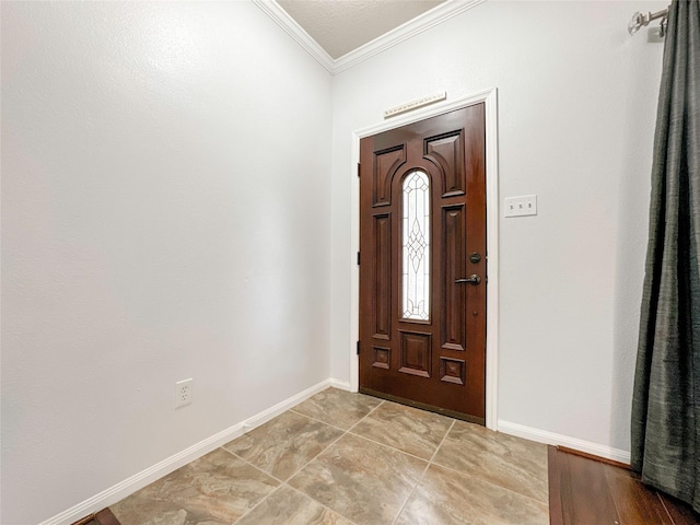 entryway with crown molding