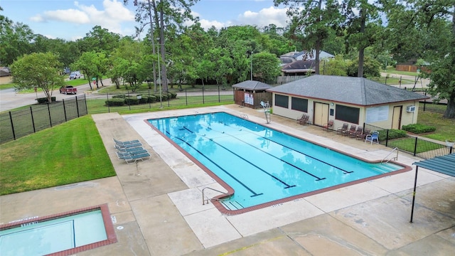 view of pool featuring a gazebo, a yard, and a patio