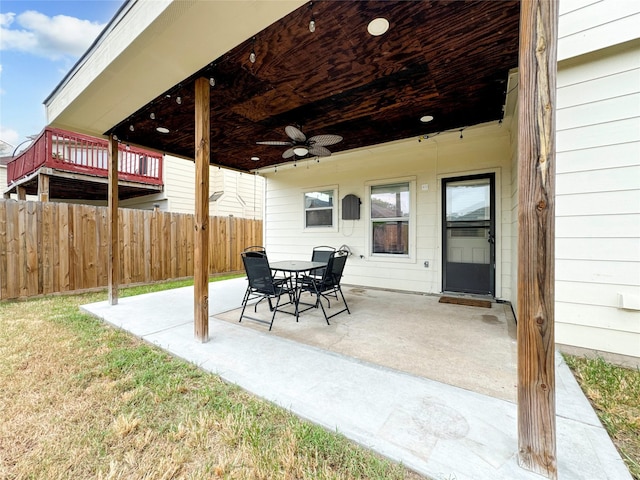 view of patio with ceiling fan