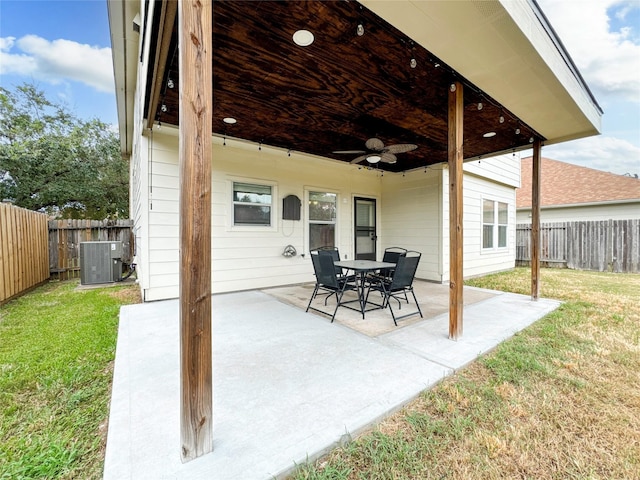 view of patio / terrace featuring cooling unit and ceiling fan