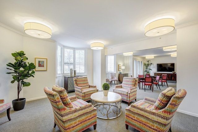 interior space featuring crown molding