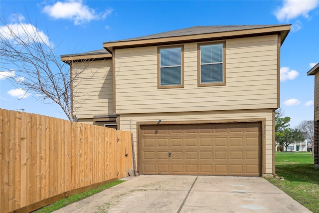 view of property exterior with a garage