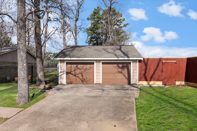 detached garage with fence