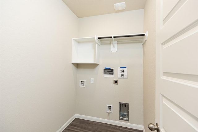 laundry area featuring washer hookup, dark hardwood / wood-style flooring, and hookup for an electric dryer