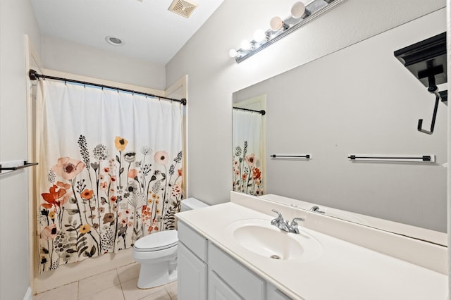 bathroom with tile patterned floors, toilet, and vanity