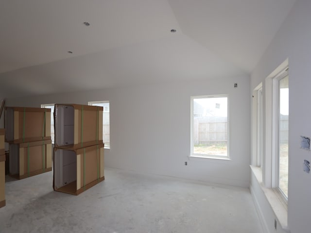21666 Sandy Dune Dr, Cypress, TX 77433 - unfurnished living room featuring lofted ceiling