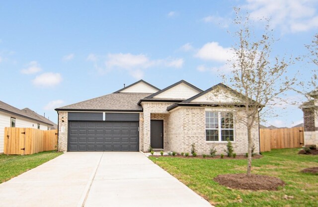 3013 Plains Cir, Brookshire, TX 77423 - single story home featuring concrete driveway, an attached garage, brick siding, and a front lawn