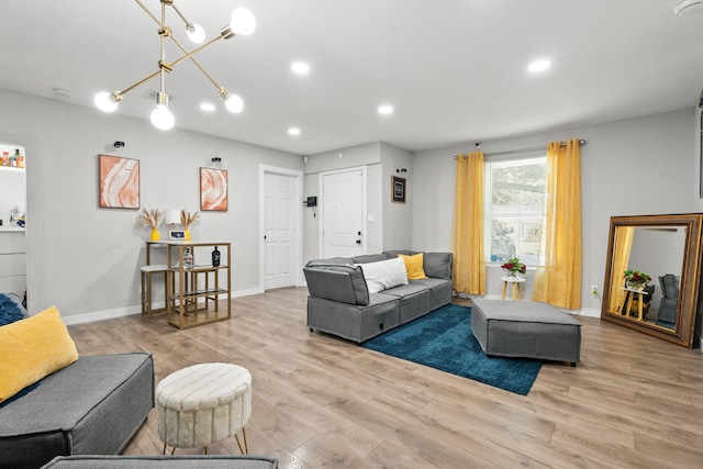 living room featuring light hardwood / wood-style flooring