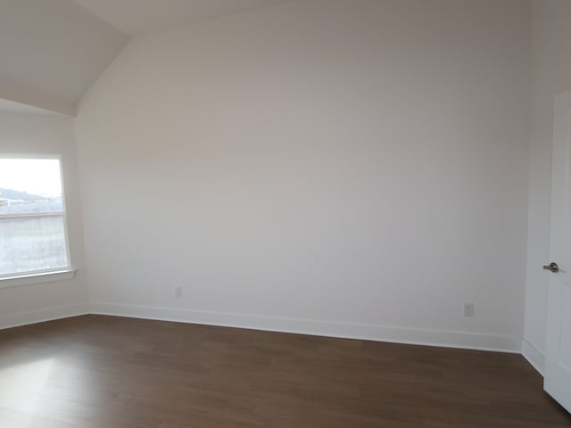 134 Spring Rose Dr, Magnolia, TX 77354 - spare room featuring dark wood-type flooring, lofted ceiling, and baseboards