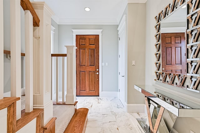 interior space featuring crown molding