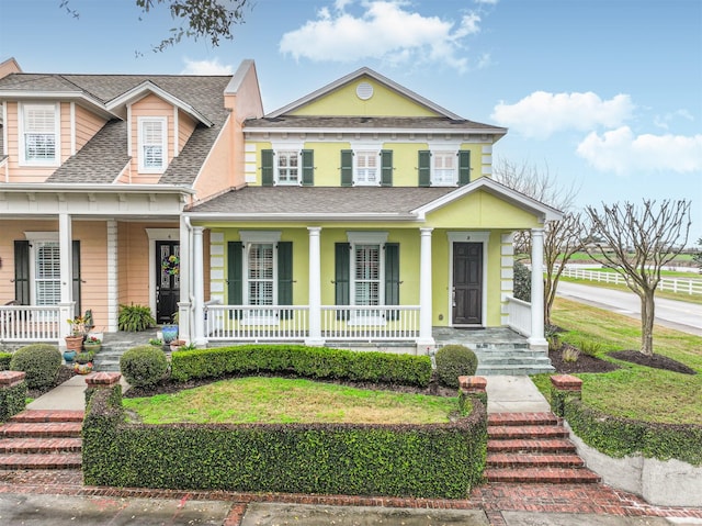 view of front of home featuring covered porch