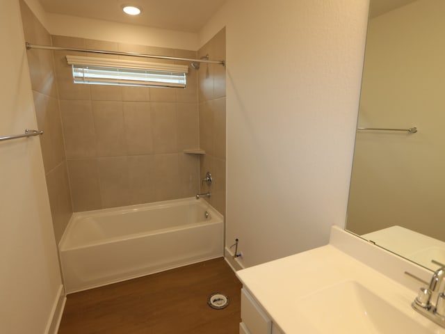 740 Autumn Cherry Trl, Magnolia, TX 77354 - full bath with wood finished floors, vanity, shower / bath combination, baseboards, and recessed lighting