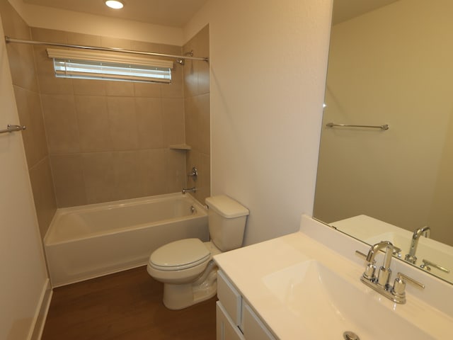 740 Autumn Cherry Trl, Magnolia, TX 77354 - bathroom with vanity, shower / washtub combination, wood finished floors, and recessed lighting